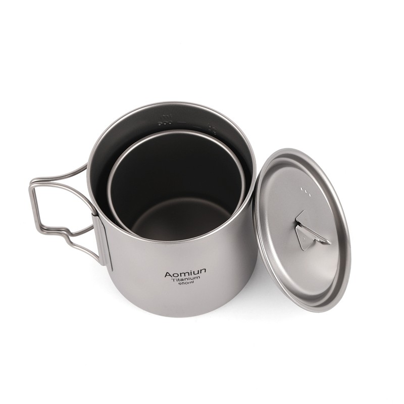 Aomiun Ultralight Titanium Cup Outdoor Portable 2PCS Cup Set 350ml