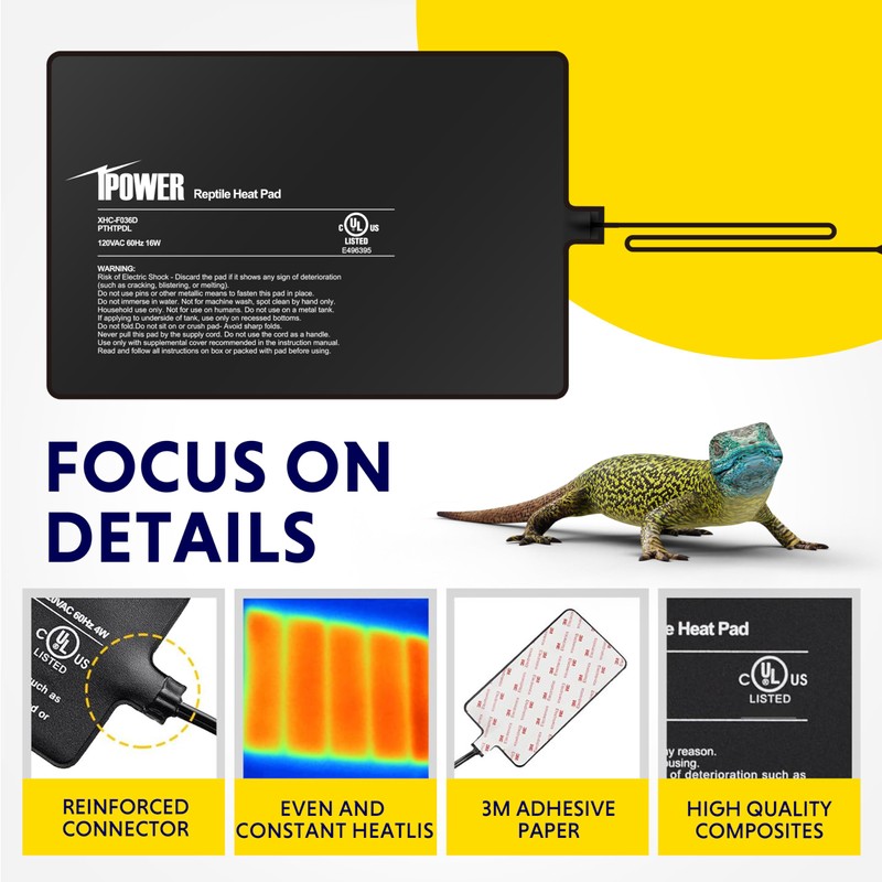 iPower 8X12 Inch Reptile Heat Pad Under Tank Heater Terrarium