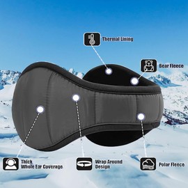 Azyuan Unisex Waterproof Foldable Earmuffs for Winter Adjustable Fleece Ear Warmer Headwear Outdoor Accessories (Grey)