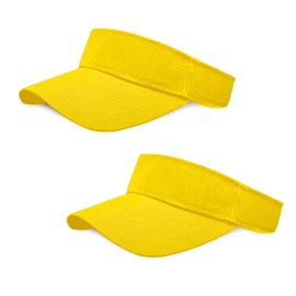 2 Pieces of Yellow Sun Visor Hats Adjustable Sport Visors Cap Visors for Women and Men (One Size)