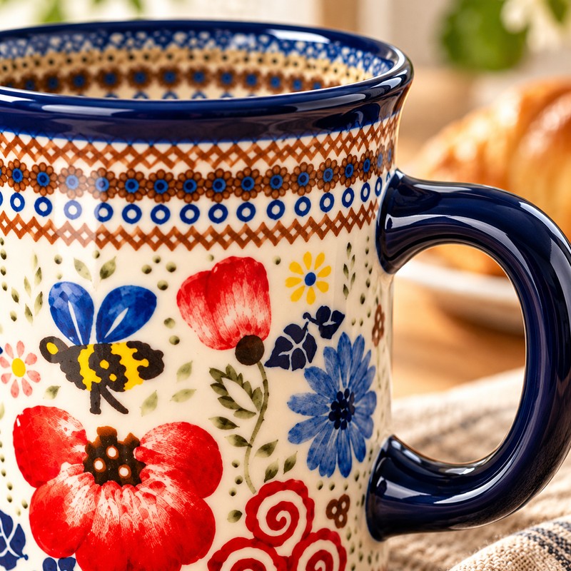 Bohemian Floral Ceramic Coffee Mug for Coffee & Tea –
