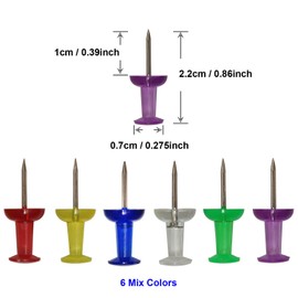 OKVGO 150 Pieces Push Pins with Plastic Heads and Steel Points Thumb Tacks for Map Cork Notice Board Transparent Multicoloured