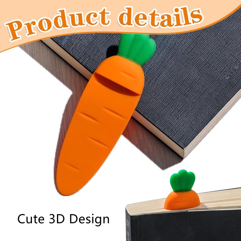 3 Pcs Silicone Bookmarks Cool Unique Bookmarks Corner Bookmark Carrot
