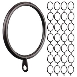Meriville 28 pcs Oil-Rubbed Bronze 1.5-Inch Inner Diameter Metal Curtain Rings with Eyelets, Fits Up to 1 1/4-Inch Rod