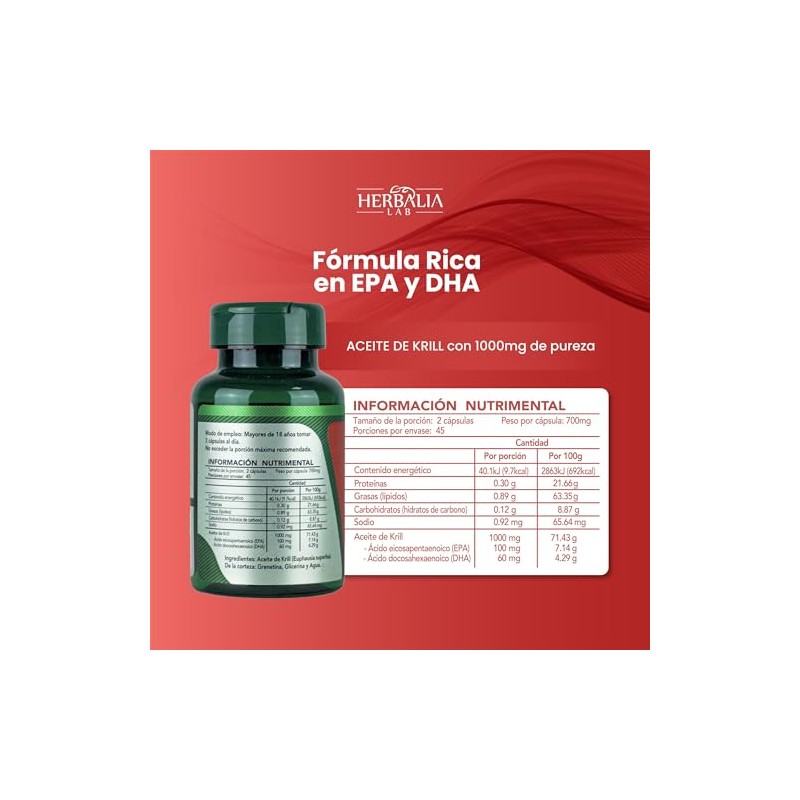 Aceite de Krill Puro Herbalia Lab - Rico EPA y