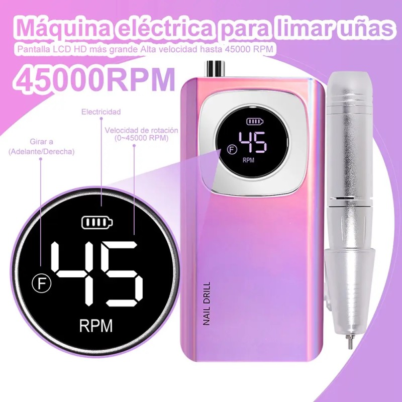 Taladro De Uñas Eléctrico Profesional De 45000 Rpm Recargabl
