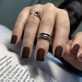 Matte Brown Press on Nails Short Square, Natural Short Gel Nails Glue on Acrylic Nails Press ons, 48Pcs Thick Reusable Fake Nails for Women, Short Coffin Artificial Nails Solid Color Square Nails