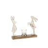Tea Light Holder Rabbit Mango Tree Metal Silver Natural
