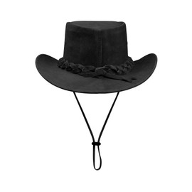 TruClothing Australian Unisex Western Cowboy Hat Real Suede Outback Riding Dancing Classic - black S (57cm)