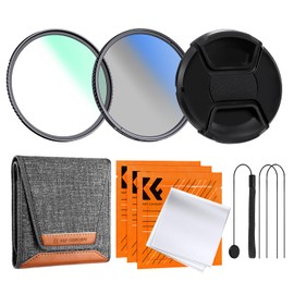 K&F Concept 55mm UV + CPL +Lens Cap + 3 Cleaning Cloths, Filter Set Ultraviolet Polarizing Cover Kit with Lens Filter Pouch (Nano-K Series)