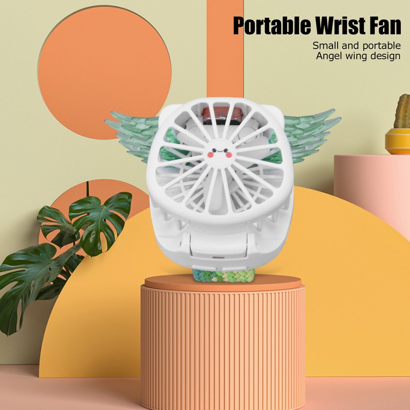 Mini Watch Fan Angel Wing Design USB Charging Wireless Braided