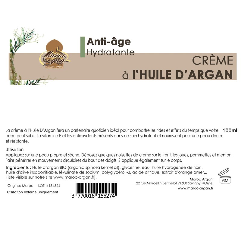 Natural Sublimante Cream with Argan Oil - Anti-Wrinkle & Moisturising