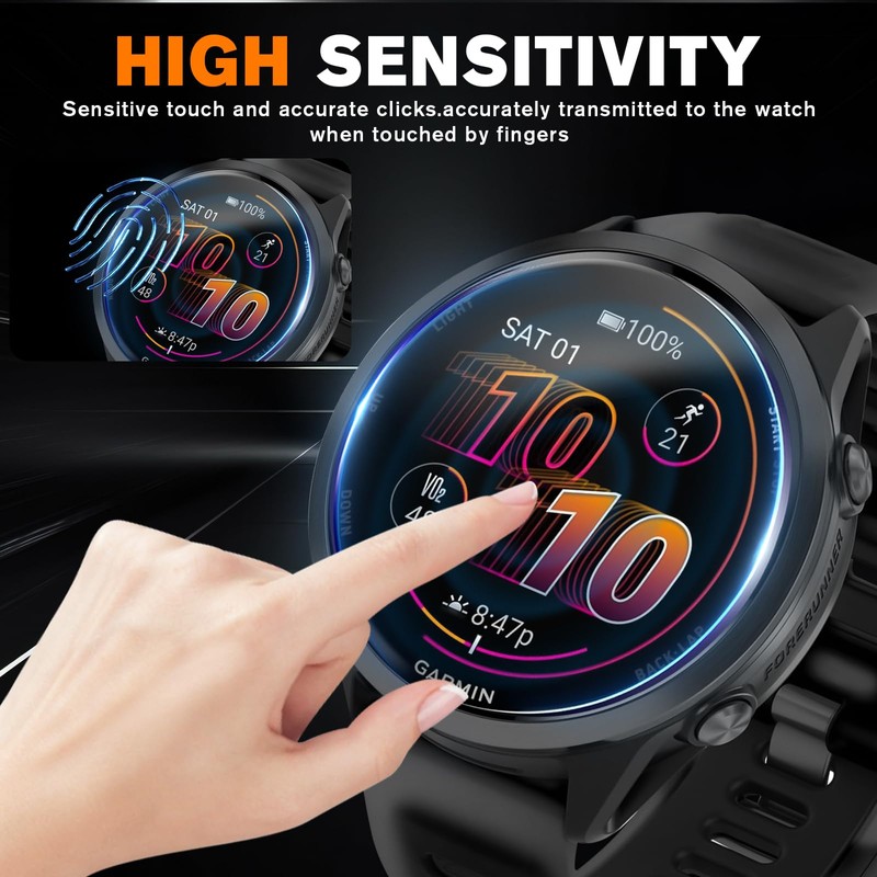 8 Packs Compatible for Garmin Forerunner 570 42mm Screen Protector,Advanced