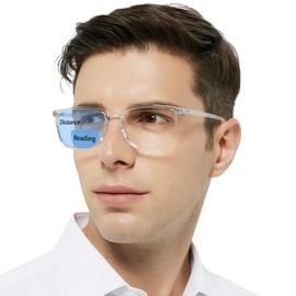 OCCI CHIARI Clear Bifocal Reading Glasses for Men 3.0X Transition Blue Blocker Readers(1.0 1.5 2.0 2.5 3.0 3.5)