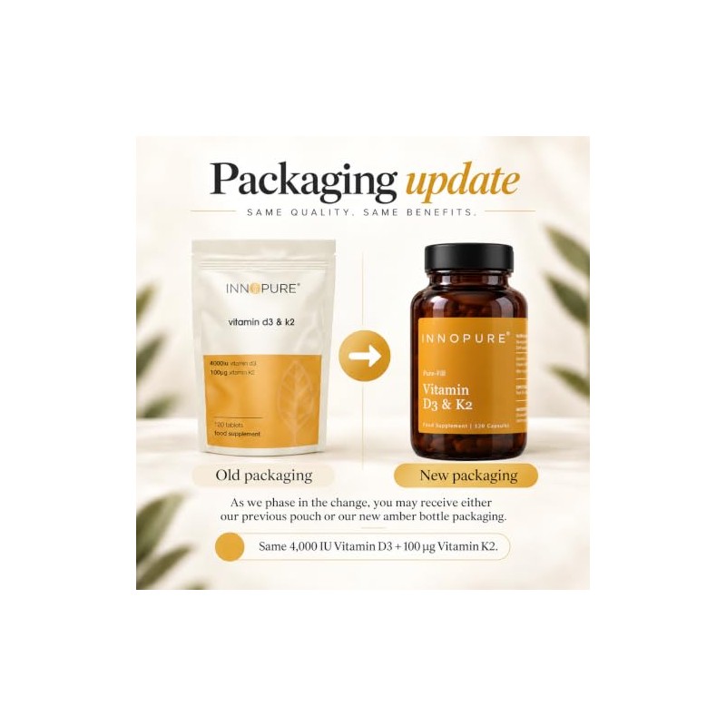 INNOPURE Vitamin D3 4,000IU & K2 MK-7 100µg, 120 Capsules