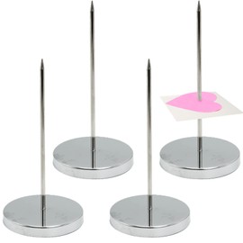 4 Pcs Paper Memo Holder, Receipt Spike Paper Spike Receipt Bill Ticket Note Memo Spike with Round Base, Metal Straight Rod Receipt Holder for Restaurant Kitchen Hotel Office (Silver)