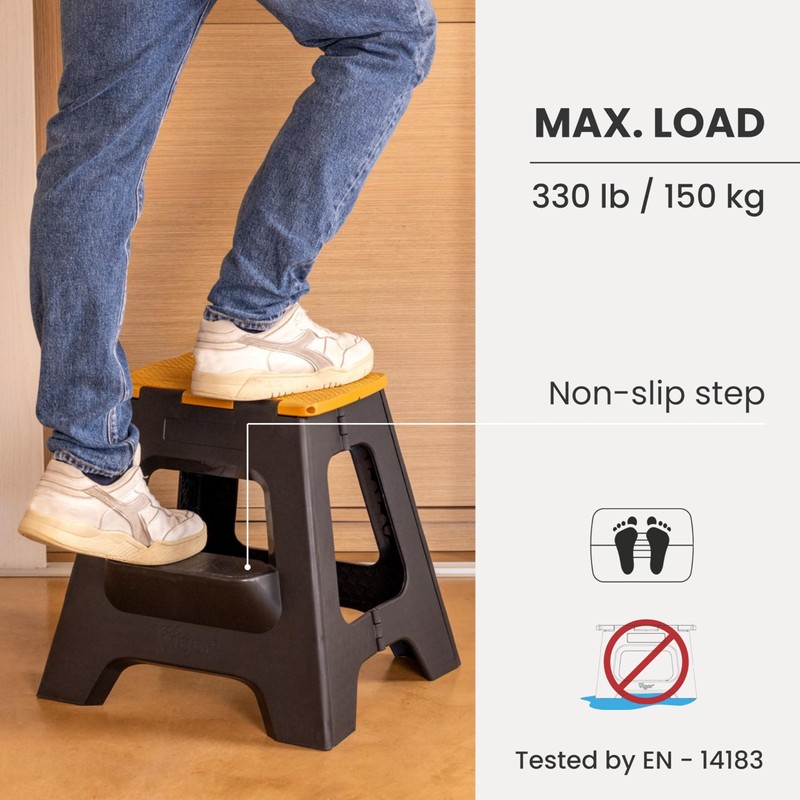 Vigar Compact Step Stool Foldable, 16-inch Two-Step Stools for Adults