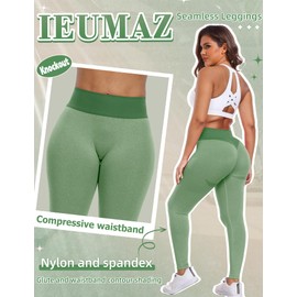 Ieumaz Knockout Seamless Gym Workout Leggings Scrunch Butt Lifting Leggings for Women High Waist Tummy Control Yoga Pants