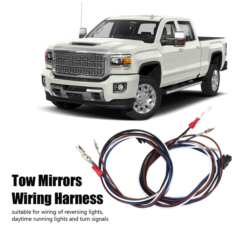 2 Pcs Driver Passenger Side Tow Mirrors Wiring Harness Running
