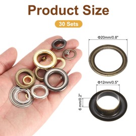 sourcing map 30Set 1/2"(12mm) Grommets Eyelets with Washers for Shoes, DIY Project (Bronze)