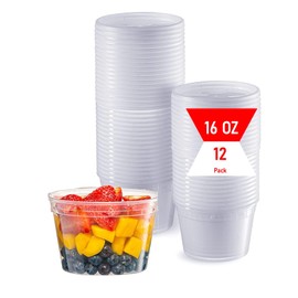 Mr Miracle 16 oz Clear Deli Containers with Lids. Pack of 12. Airtight Reusable Plastic Food and Multi-Purpose Containers. Microwave, Freezer and Dishwasher Safe