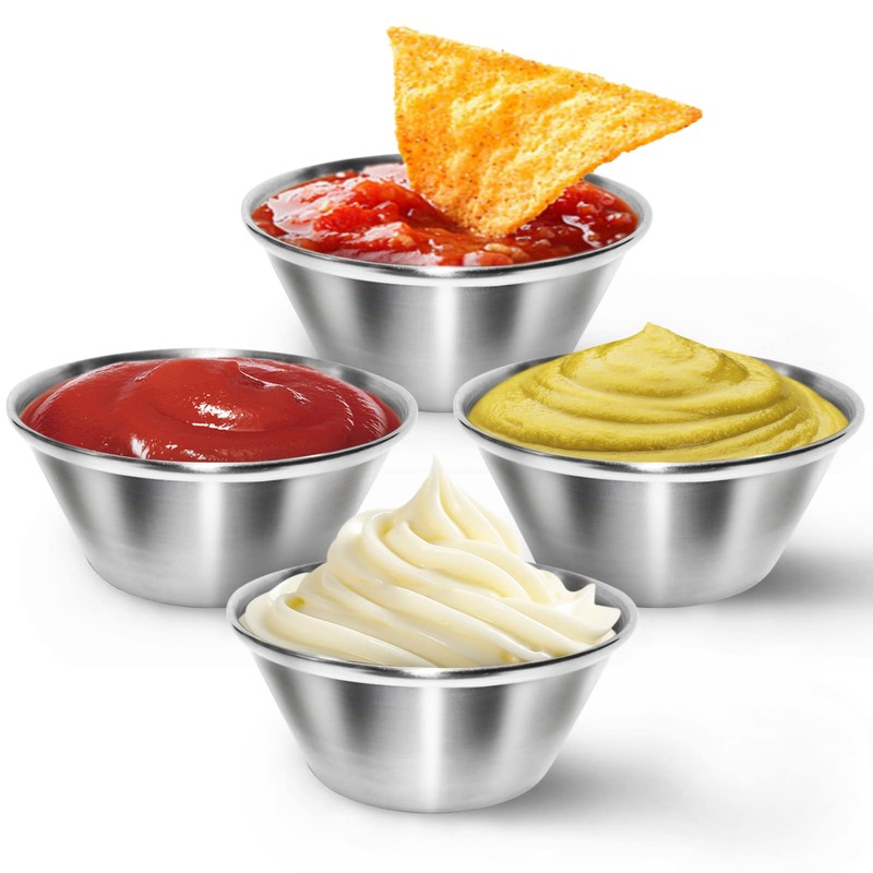 Artcome 18 Pack Stainless Steel Condiment Sauce Cups Great for