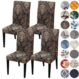 HZDHCLH Chair Covers for Dining Room Set of 4,Stretch Spandex Parsons Chair Slipcover 4 Pack,Washable Anti-dust Chair Seat Cover for Kitchen,Wedding,Party