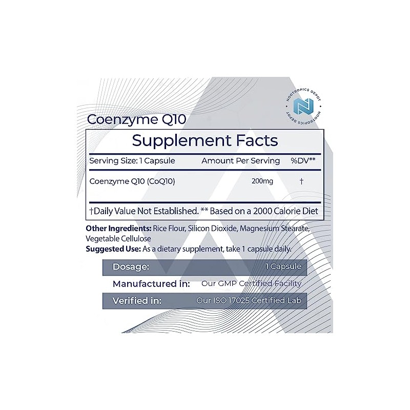 Nootropics Depot- “Cápsulas de Coenzima Q10 | 200mg | Ubiquinona