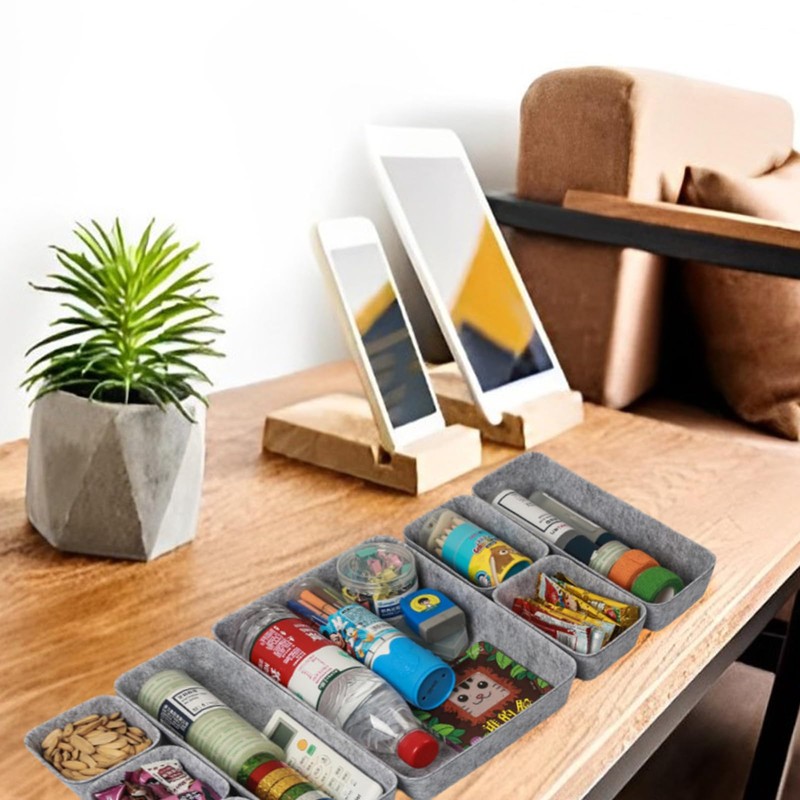 Eabdice 8 Pieces Felt Drawer Organiser, Felt Storage Boxes, Felt