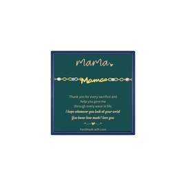 AINILOVE Mama Bracelets for Women, Little Words Project Mama Bracelet Gift for New or Expecting Mom, Pregnant Friend With Cards & Box (Mama Bracelet Gold)