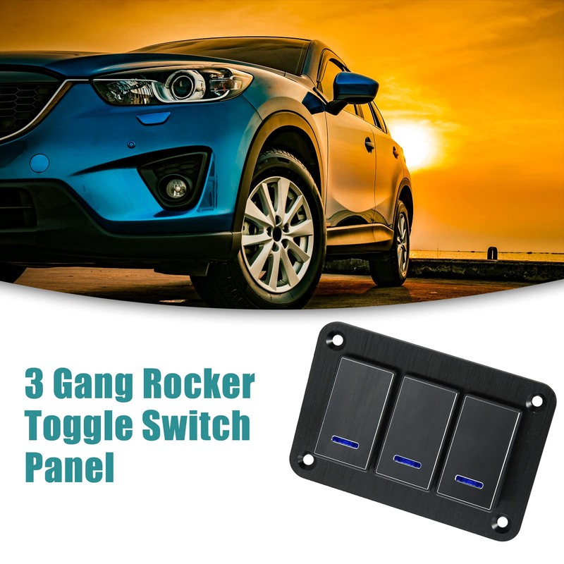 ACROPIX Car Boat 3 Gang Toggle Rocker Switch Control Panel