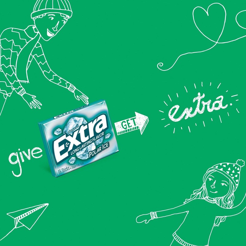 Extra Polar Ice Sugar-Free Gum (15 Count 12 Pack)