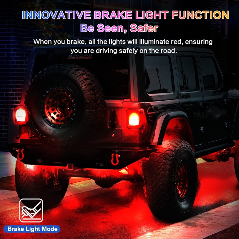 LD DARKEAGLE 8Pods RGB LED Rock Lights Kit with APP/RF