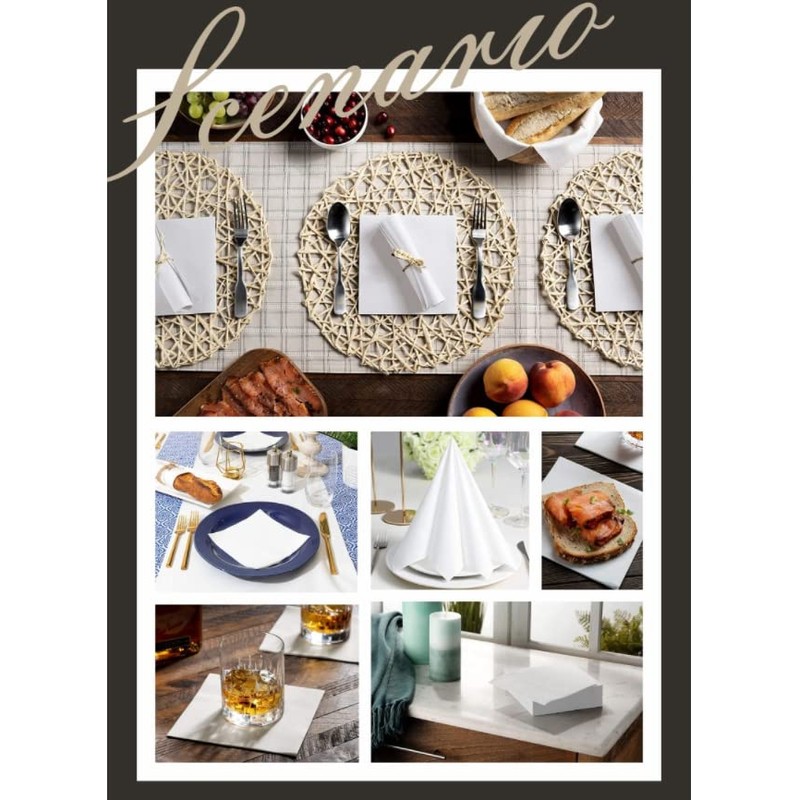 JEBBLAS Cocktail Napkins Disposable Beverage Bar Napkins Black Linen-Like Square