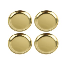 Stainless Steel Candle Holders, 4" Round Plates for Pillar, Scented and Ball Candles, Mini Trays for Jewelry and Versatile Decorative Table Centerpieces, 4 Pack