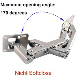 Qrity 2X Pack of Big Kitchen Cabinet Door Hinges Cupboard Door 170 Degree Hinges + 16 Fixing Screws - Large Angle Door Hinges - No Slot Required - Easy to Install