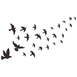 ANFRJJI Bird Wall Decal - Flying Sky Wings PVC Removable Wall Sticker with Flock of Birds Flying Black Bird 3D Creative Wall Art - Peeling Sticker for Kids Room and Study Room Decor - Witkey Flying