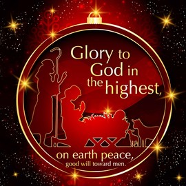 Christian Christmas cards, pack of 10 - Glory, with Bible verse Luke 2:14 inside these religious Christmas cards, by Just Cards Direct