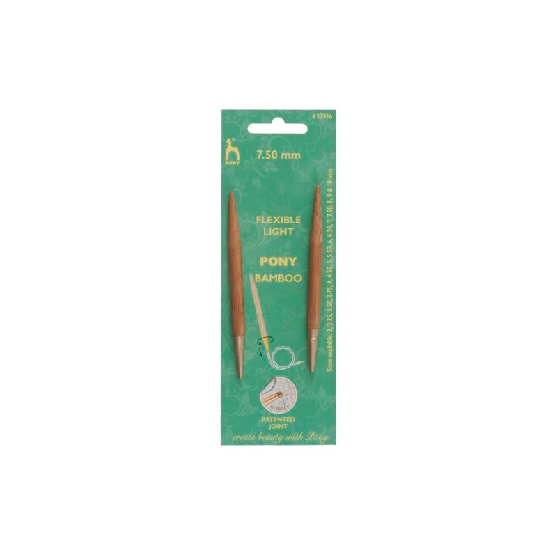 Pony Knitting Pin Tips: Interchangeable: Bamboo: 10.5Cm x 7.50mm