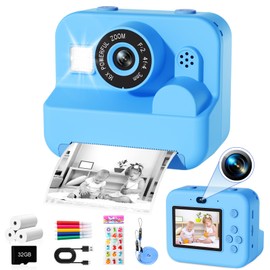 Kids Camera Instant Print - 1080P HD Video Digital Camera for Toddler with Printing Photo Paper, Portable Toy for 4 5 6 7 8 9 10 Years Old, Christmas Birthday Gifts for Boys Girls