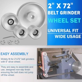 CTY-Auto Belt Knife Grinder 2"x72" Wheel Set 5" Drive 5/8" Bore 3" Track 2" Idler