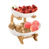 QIUTMER 2 Tier Ceramic Fruit Basket Fruit Bowl for Kitchen