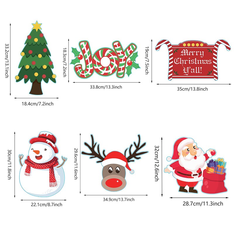 6 Pcs Christmas Yard Signs with Stakes Plastic Winter Yard