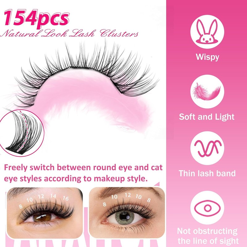 DIY Lash Extension Kit Natural Look Wispy Lash Clusters D