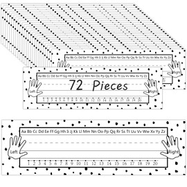QOUBAI 72 Pcs Black Painted Dots Name Plates for Classroom Desks Decor Student Desk Name Tags with Alphabet Number Self Adhesive Black White Name Plates for Kindergarten Classroom Home School Supplies