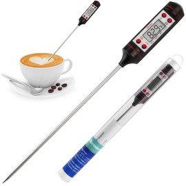 EMAGIE Termómetro de Cocina Carne Digital Termómetros para Horno Termómetro de Lectura Instantánea Termómetro con Pantalla LCD Termómetros para Barbacoa Freidora Comida Aceite