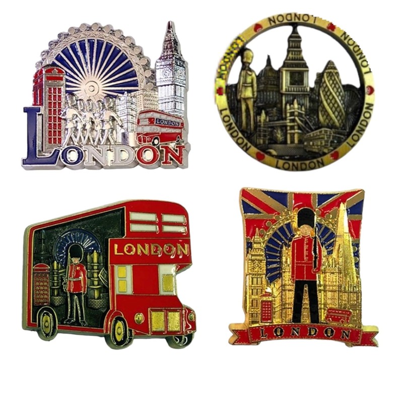 12 London Souvenirs Metal Fridge Magnets British Union Jack England