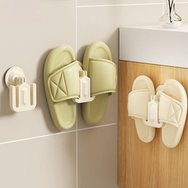 Bathroom Slipper Holder - 2Pcs Wall Mounted Rack, Organizer，Multipurpose Storage Holder for Slippers, Space Saving Wall Shoe Organizer, Adhesive Waterproof Slipper Hook for Bathroom, Bedroom