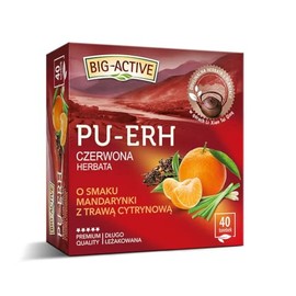 Herbapol Big-Active Pu-Erh Herbata Czerwona o Smaku Mandarynki z Trawą Cytrynową 40 tb (Ekspresowa)