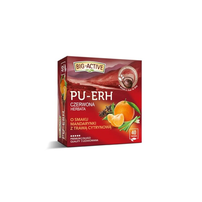 Herbapol Big-Active Pu-Erh Herbata Czerwona o Smaku Mandarynki z Trawą